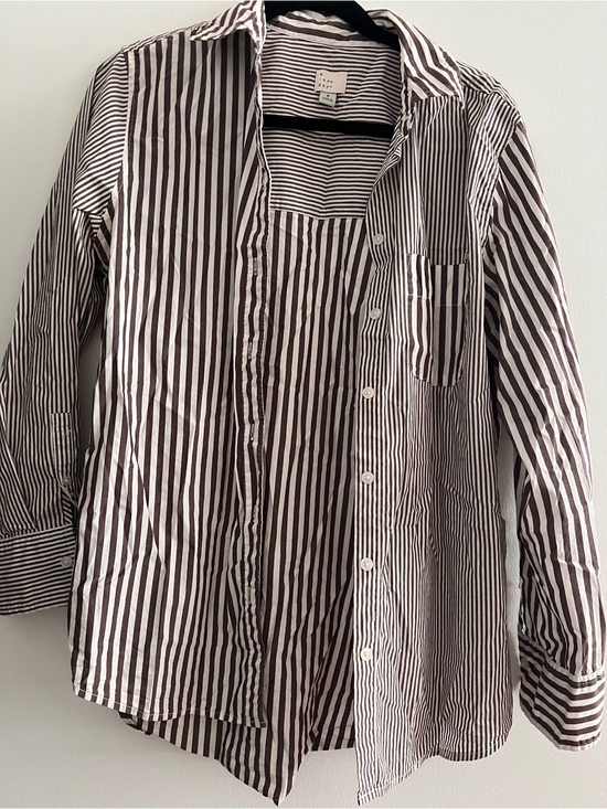 a new day Tops - a new day Striped Shirt in Brown and White